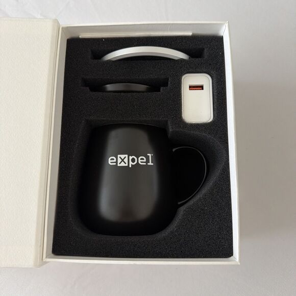 Ohom Other - OHOM Ui Ceramic Self-Heating Mug Warmer Kit Inkstone Black Expel Coffee Tea NIB